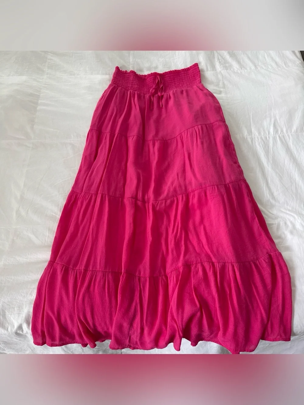 Love Tree Bright Fuchsia Tiered Maxi Skirt